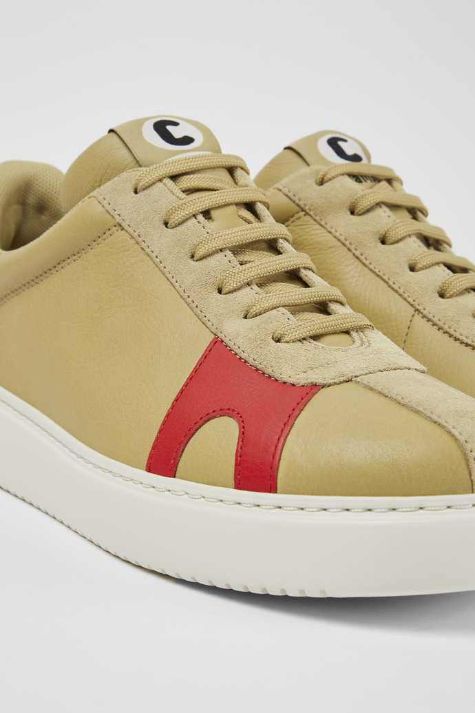 Close-up view of Runner K21 Beige suede and leather sneakers