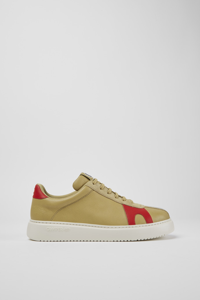 Side view of Runner K21 Beige suede and leather sneakers