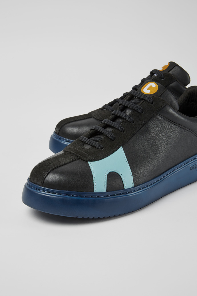 Twins Sneaker de pell girada i pell de color negre