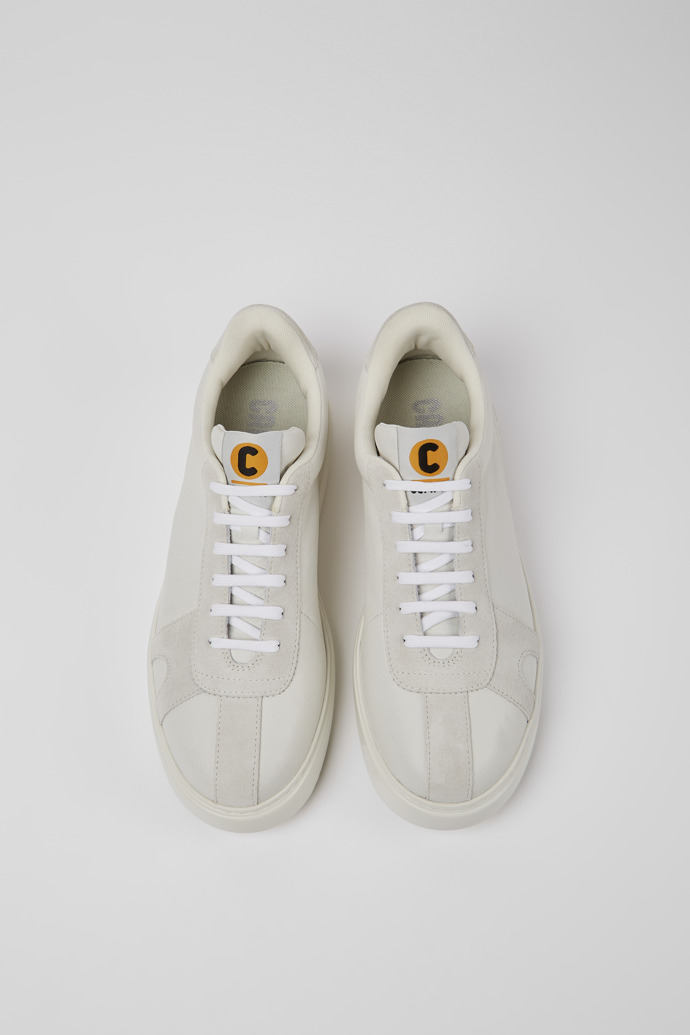 Overhead view of Runner K21 White non-dyed leather and nubuck sneakers for men