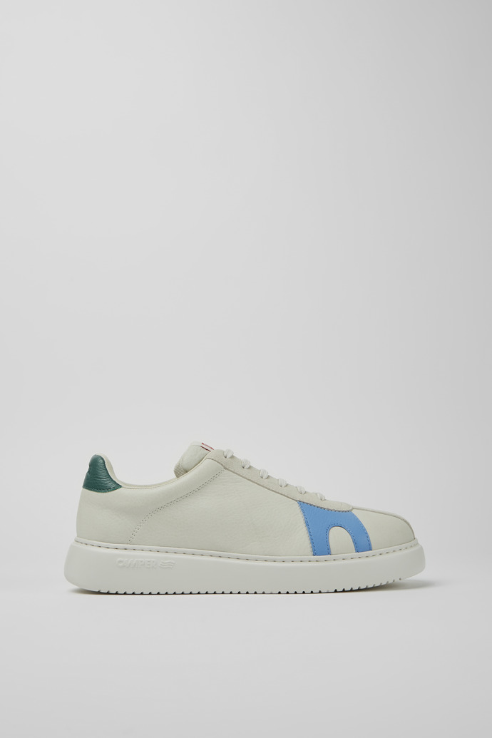 Side view of Twins White non-dyed leather and suede sneakers for men