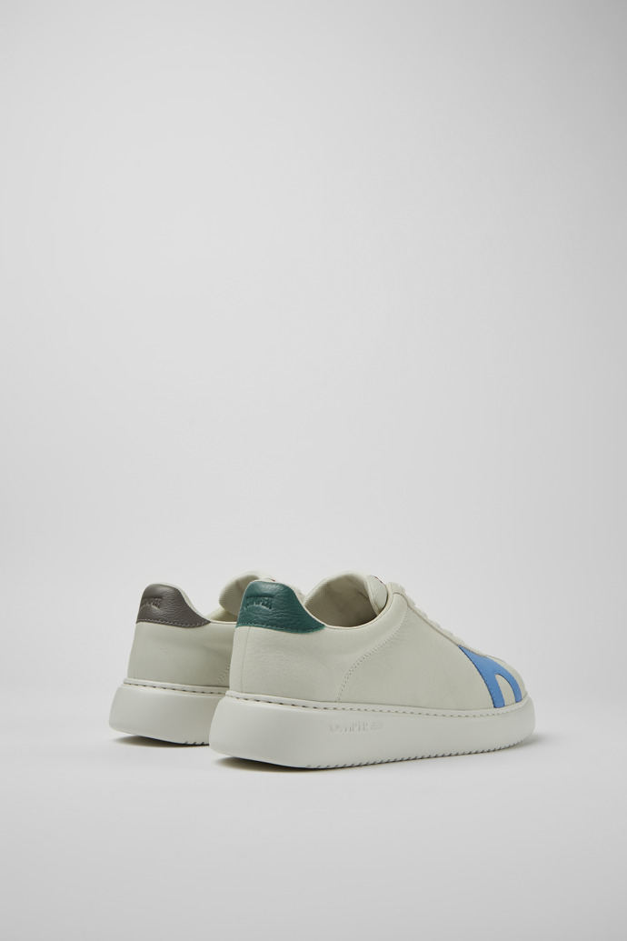 Back view of Twins White non-dyed leather and suede sneakers for men