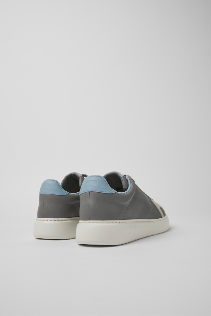 Back view of Runner K21 Gray leather and nubuck sneakers for men