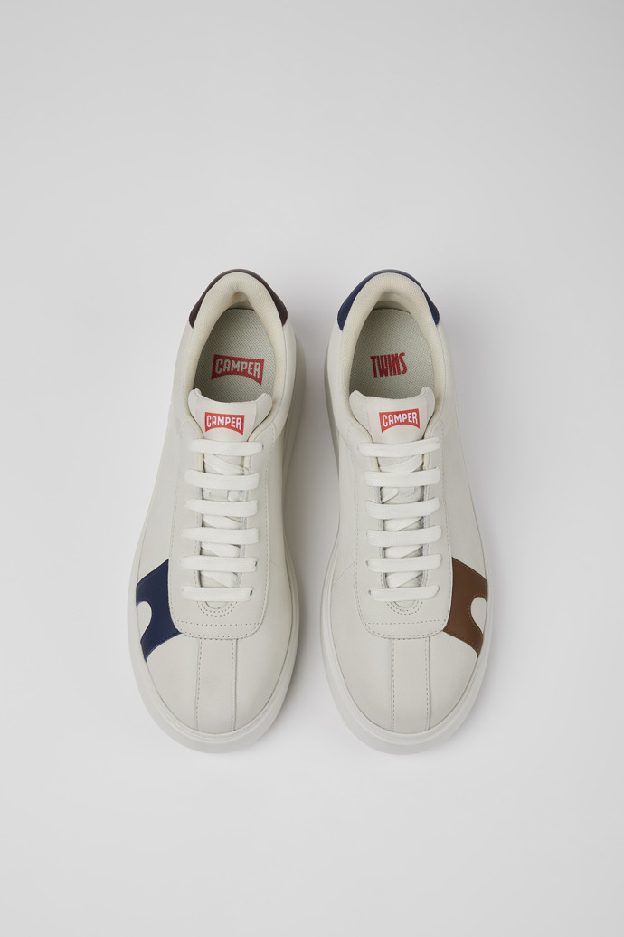 Overhead view of Twins White non-dyed leather sneakers for men