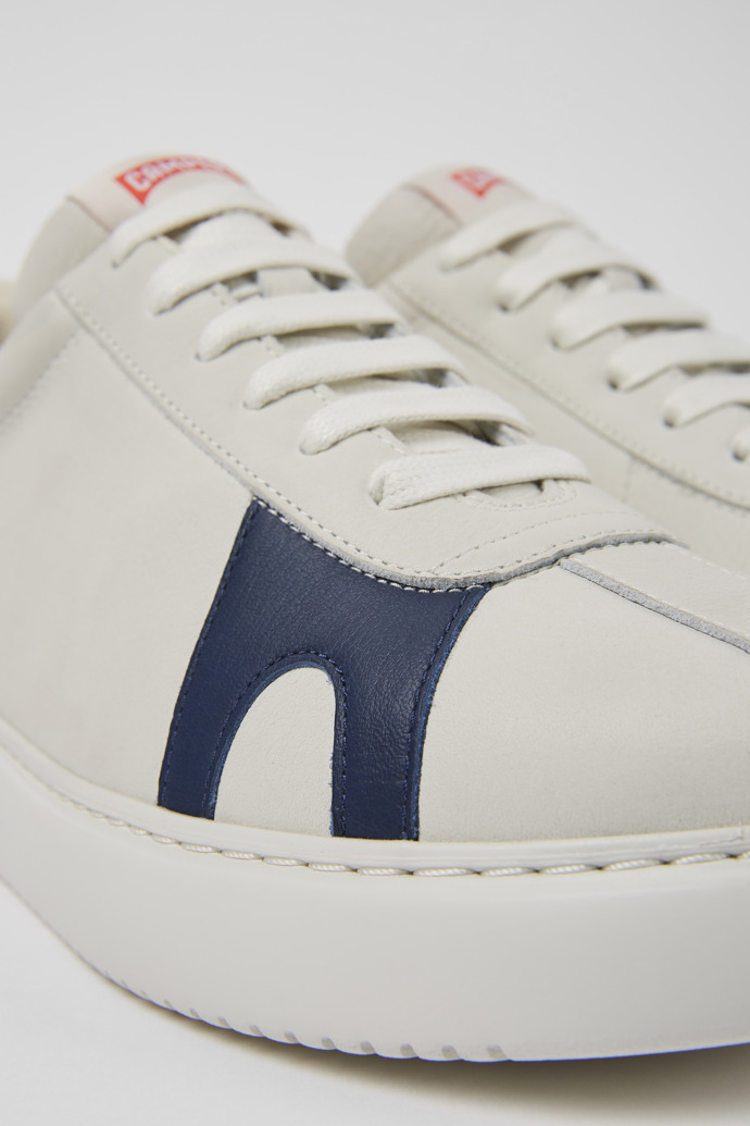 Close-up view of Twins White non-dyed leather sneakers for men