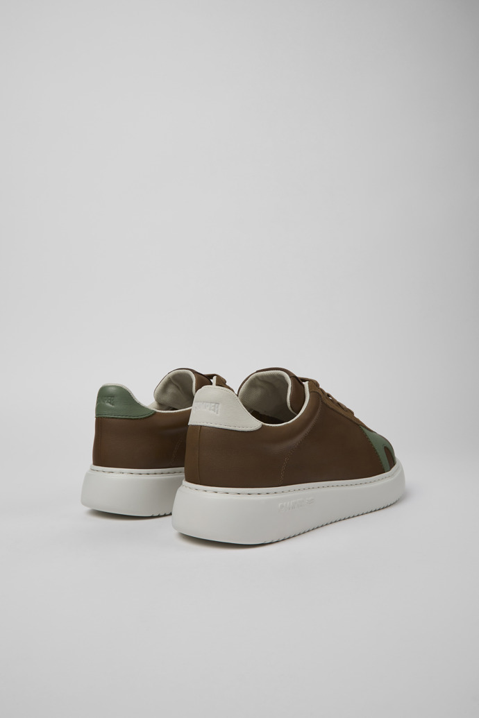 Back view of Twins Brown leather and nubuck sneakers for men