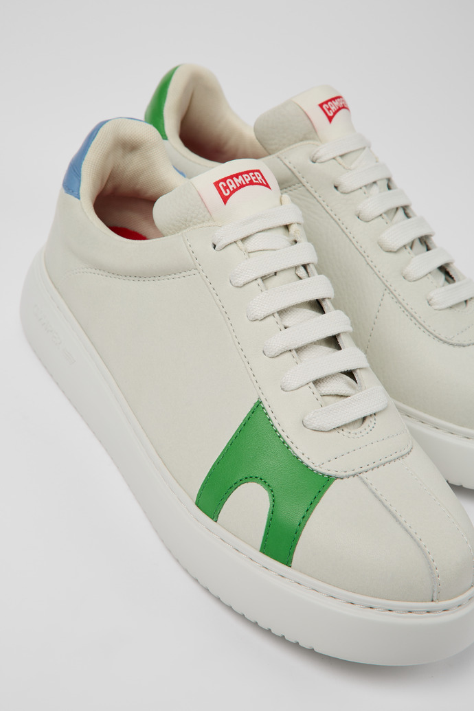 Close-up view of Twins White Leather Sneaker for Men