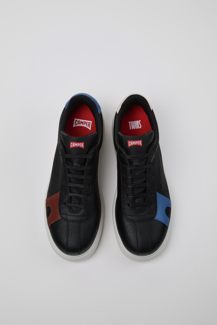 Overhead view of Twins Multicolor Leather Sneakers for Men.