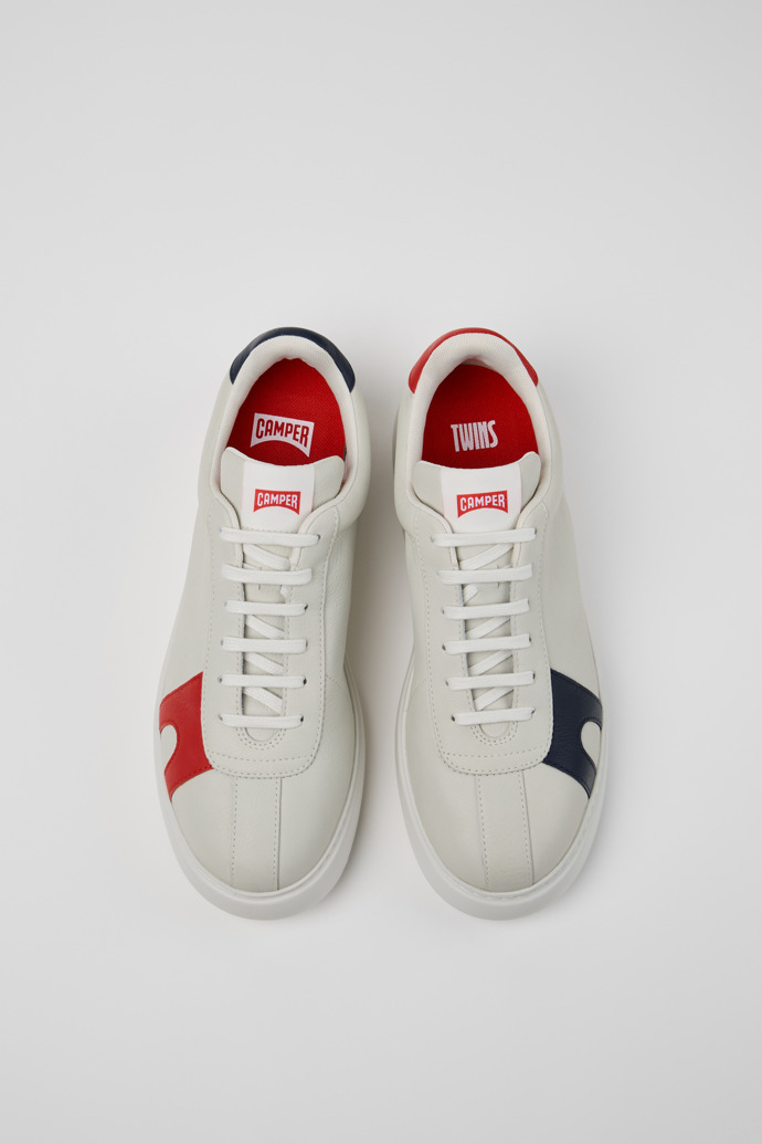 Overhead view of Twins Multicolor Non-Dyed Leather Sneakers for Men.