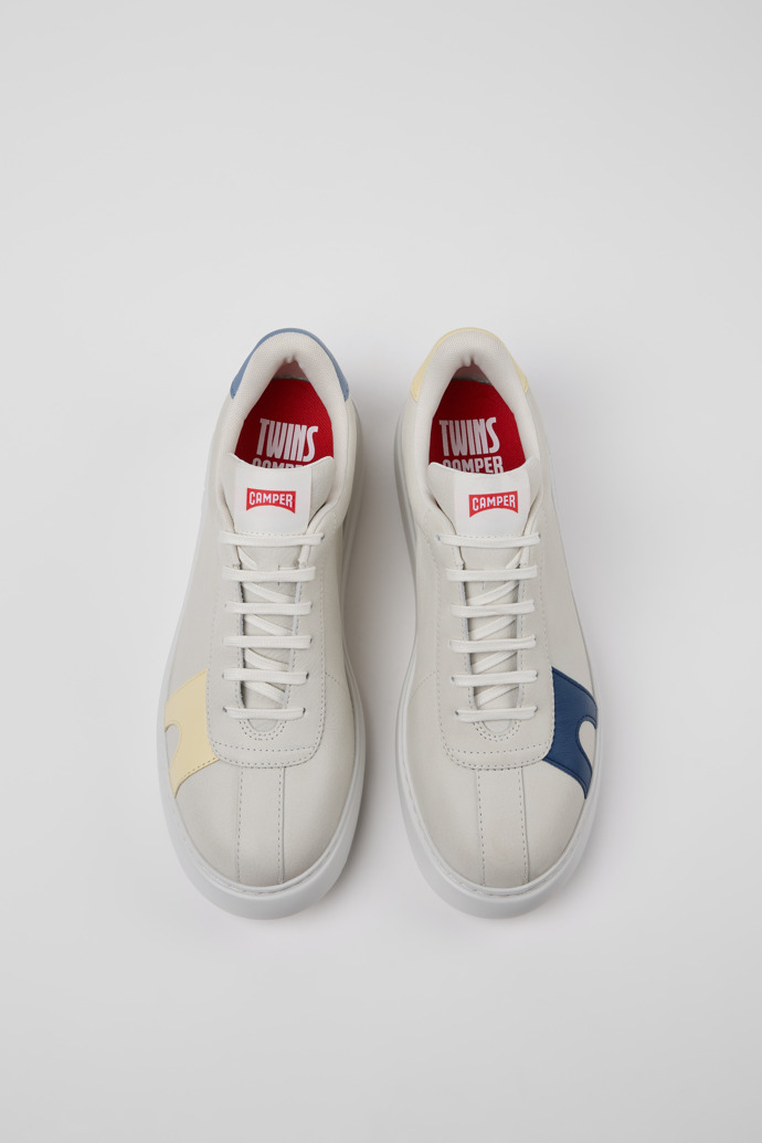 Overhead view of Twins Multicolor Leather Sneakers for Men.