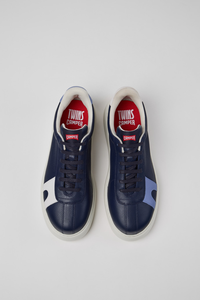 Twins Pantofi sport din piele pentru bărbați în albastru și alb.