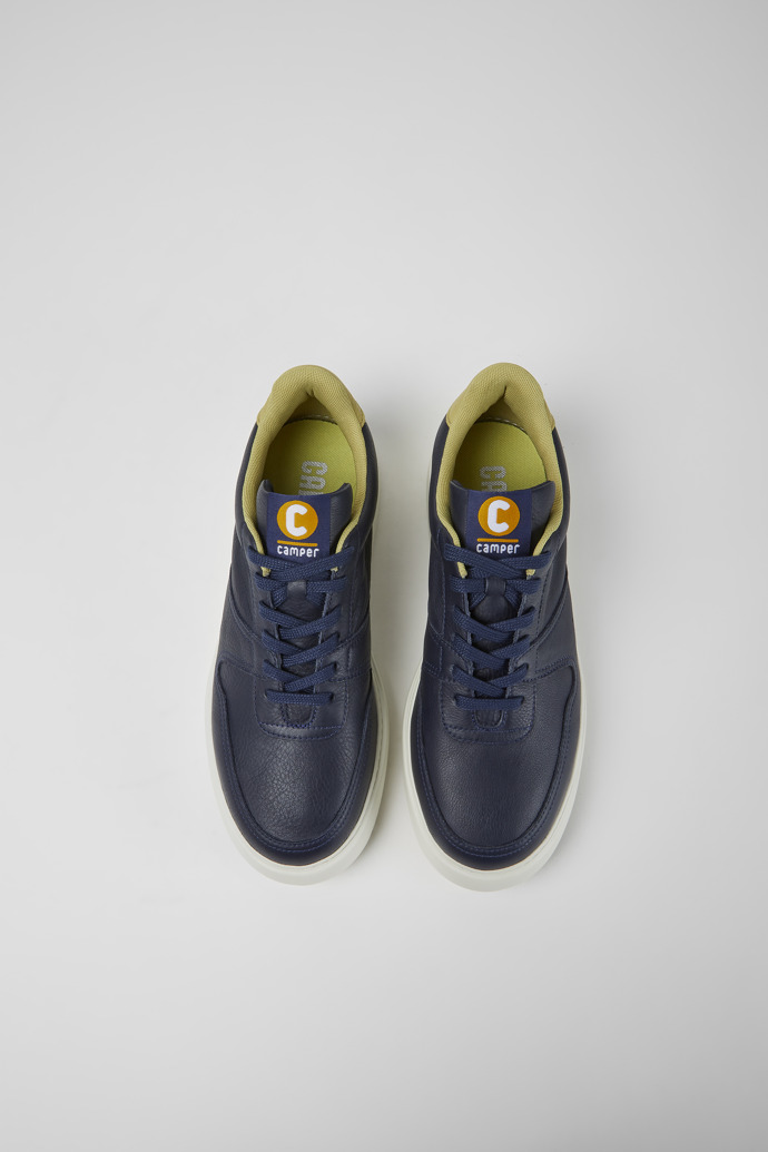 Overhead view of Runner K21 Blue leather sneakers for men