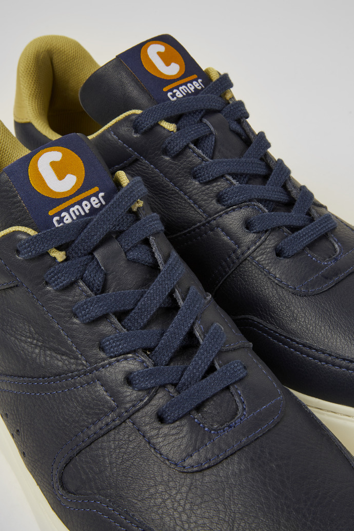 Close-up view of Runner K21 Blue leather sneakers for men