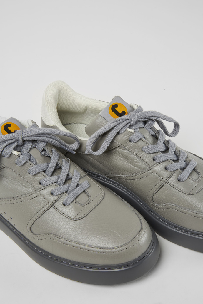 Close-up view of Runner K21 Grey leather sneakers for men