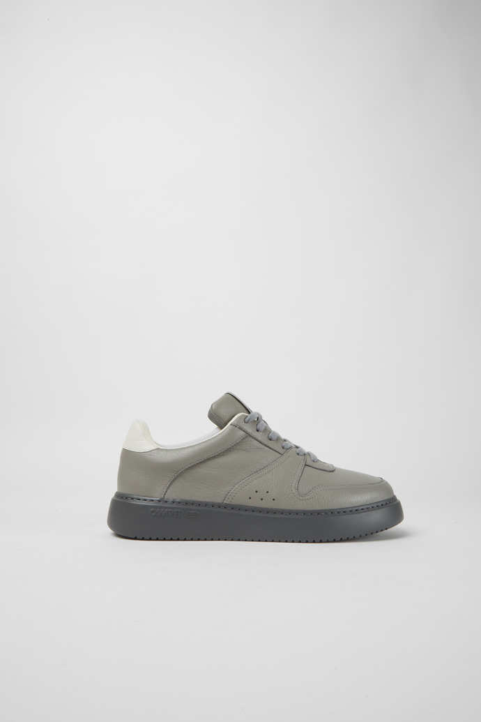 Side view of Runner K21 Grey leather sneakers for men