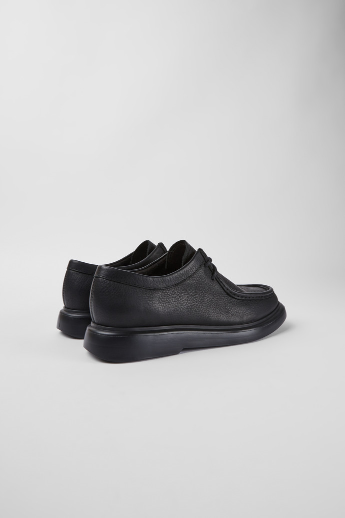 Back view of Poligono Black leather shoes for men
