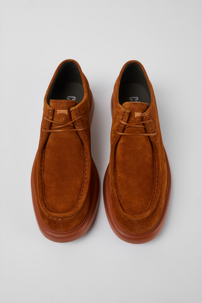 Overhead view of Poligono Light brown suede shoes for men