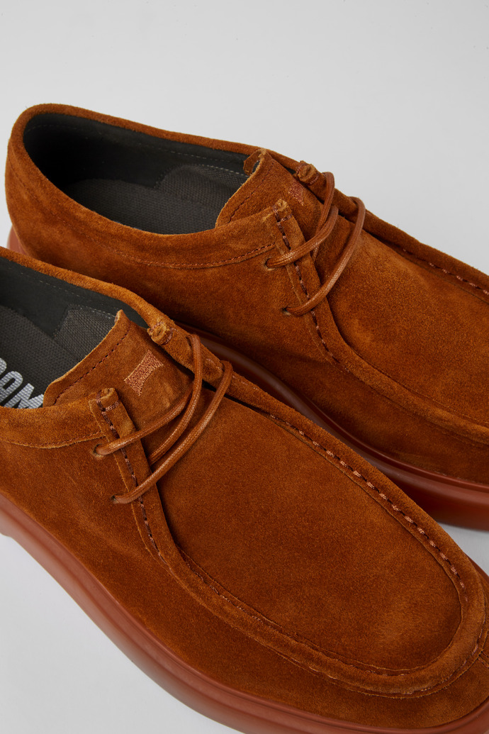 Close-up view of Poligono Light brown suede shoes for men