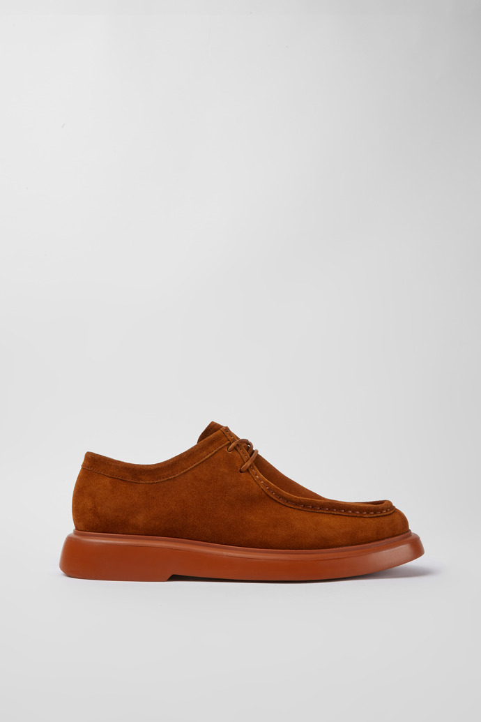 Side view of Poligono Light brown suede shoes for men