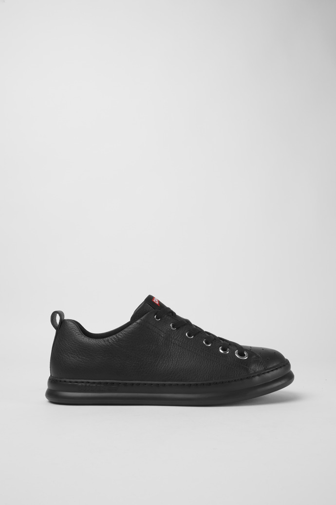 Side view of Twins Black leather sneakers