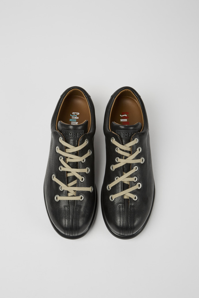 Overhead view of Twins Black leather shoes for men