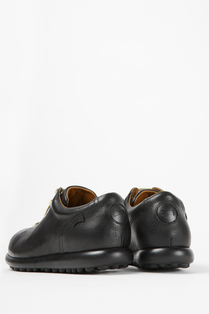 Back view of Twins Black leather shoes for men