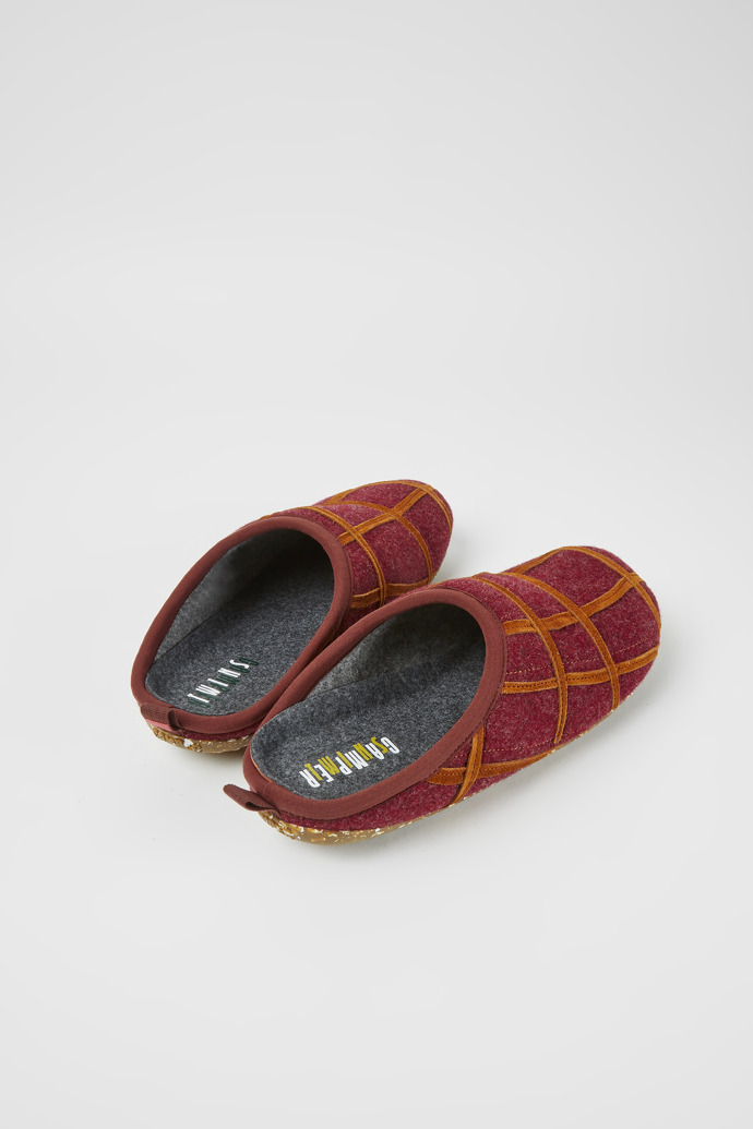 Back view of Twins Burgundy wool men’s slippers
