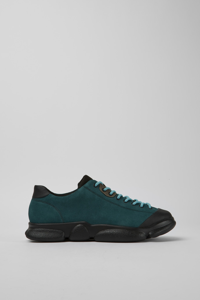 Side view of Karst Dark green suede shoes