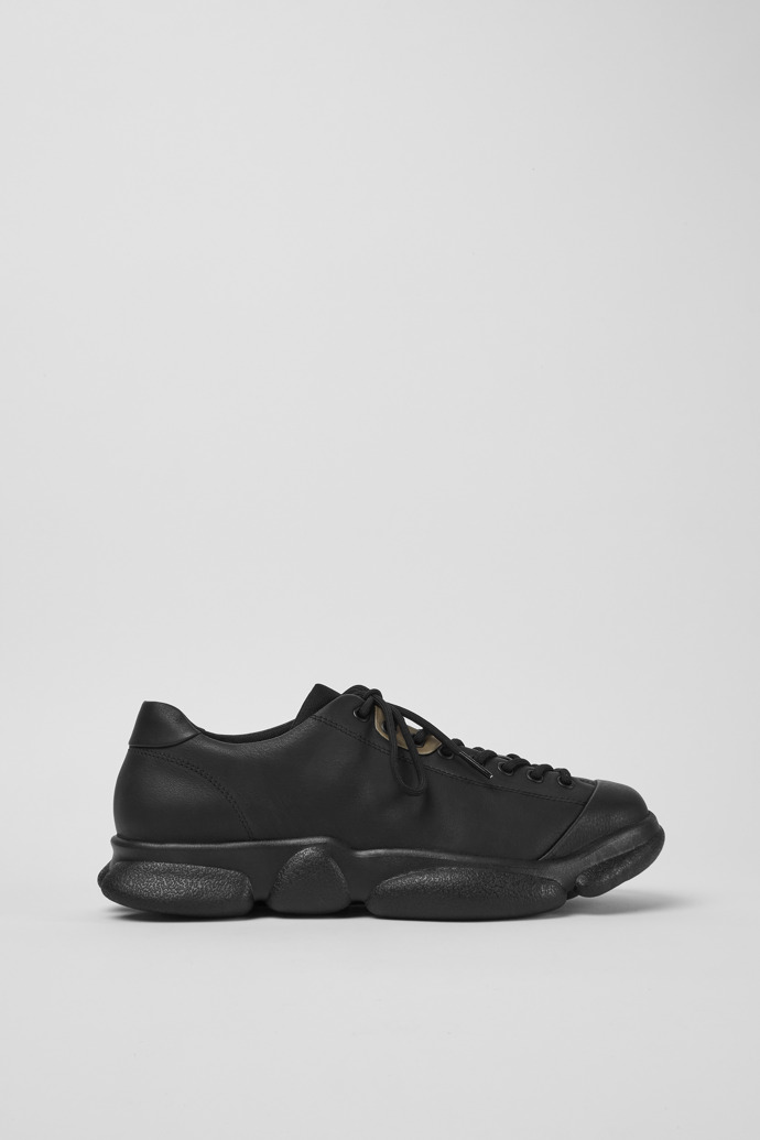 Side view of Karst Black leather shoes for men