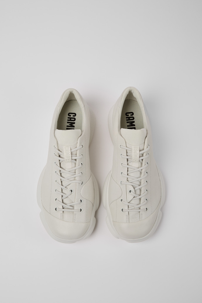 Overhead view of Karst White leather shoes for men