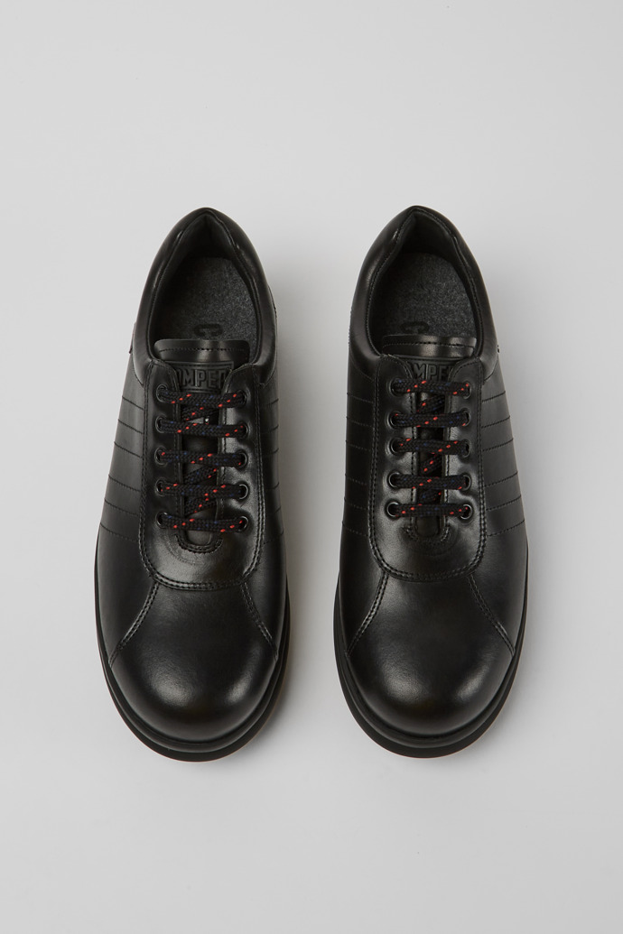 Overhead view of Pelotas Protect Black leather sneakers for men