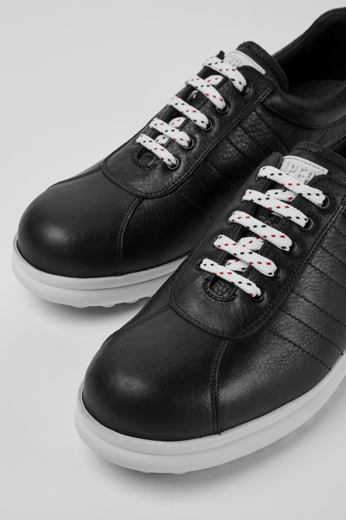 Close-up view of Pelotas Protect Black leather sneakers for men