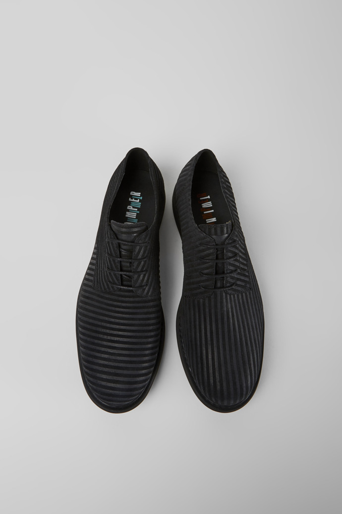 Overhead view of Twins Black nubuck shoes for men