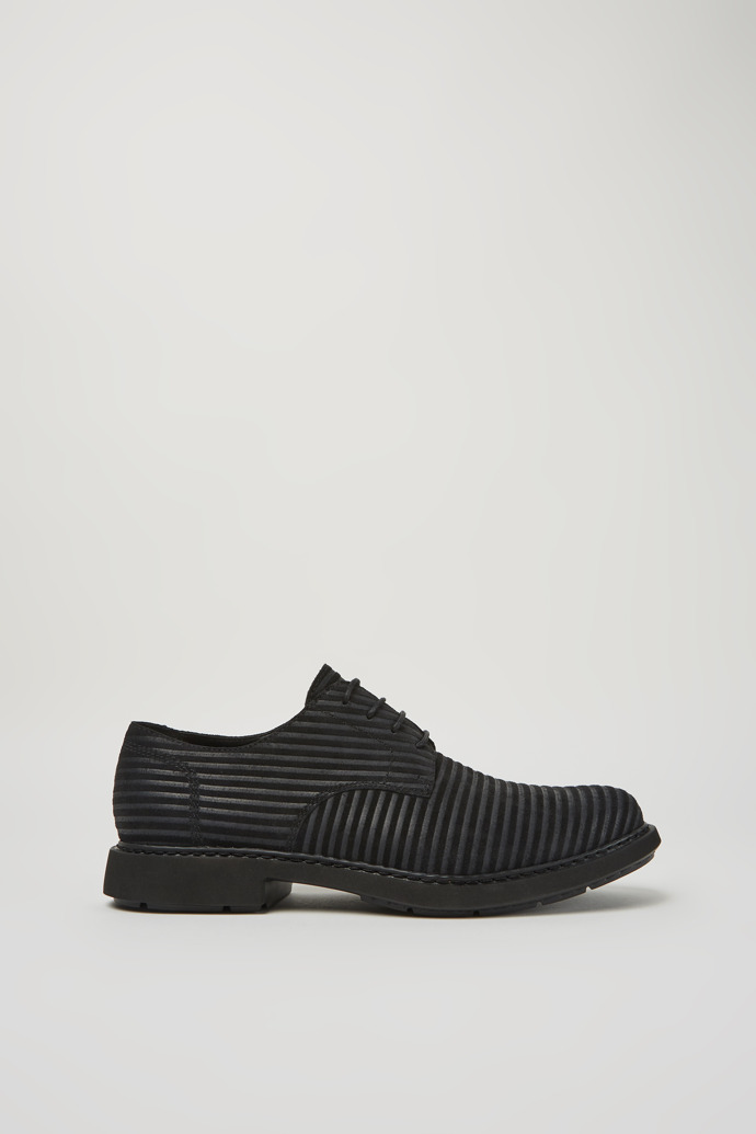 Side view of Twins Black nubuck shoes for men