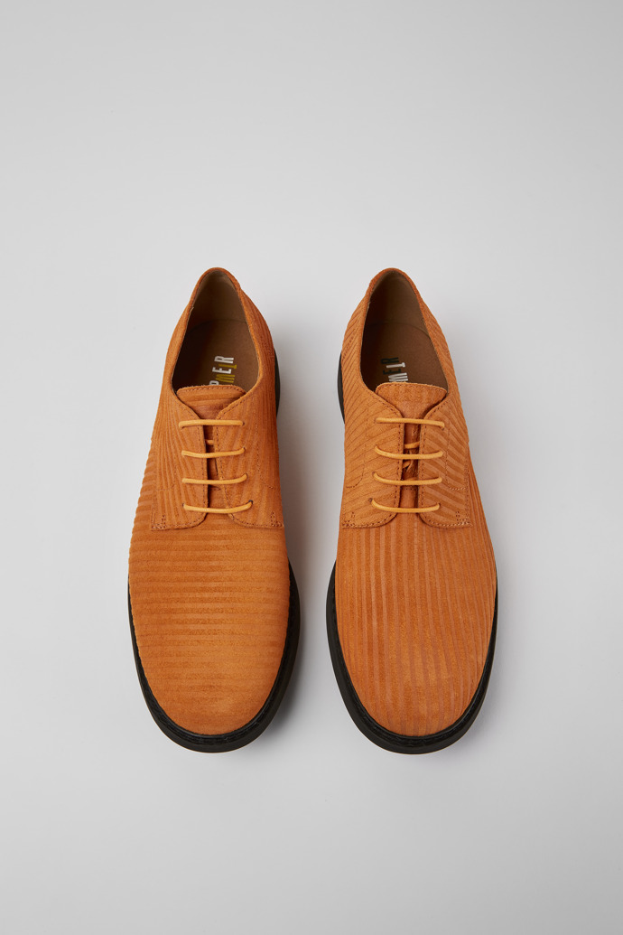 Overhead view of Twins Orange nubuck shoes for men