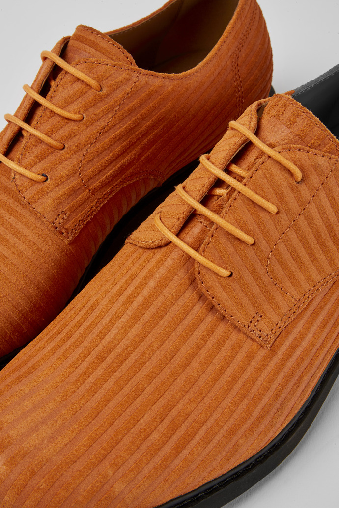 Close-up view of Twins Orange nubuck shoes for men