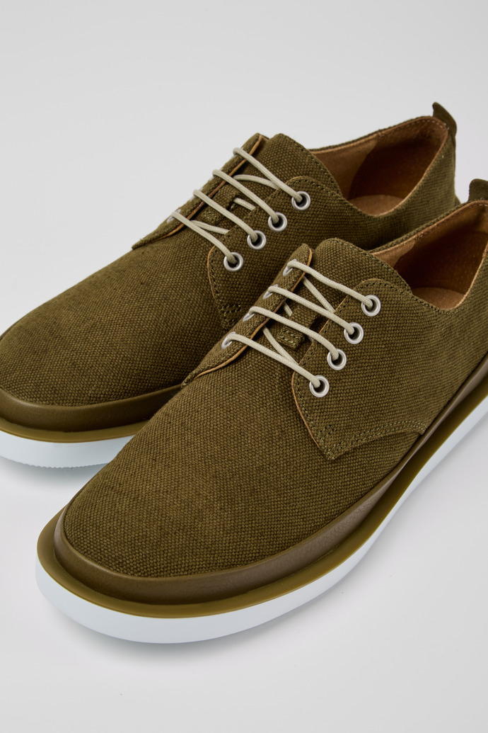 Close-up view of Wagon Green shoes for men