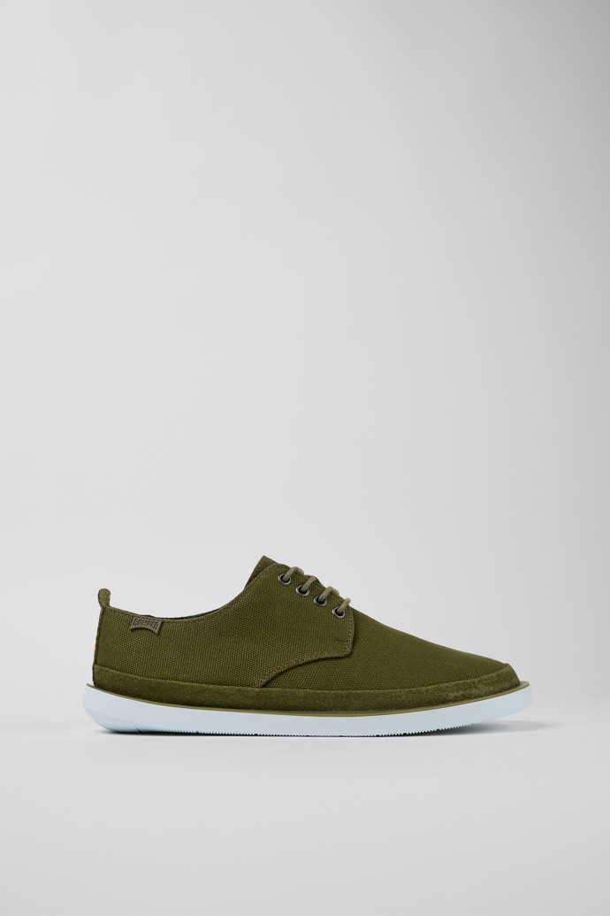 Image of Side view of Wagon Green Textile/Nubuck Blucher for Men