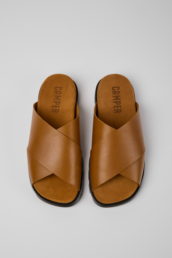 Overhead view of Brutus Sandal Brown leather sandals for men
