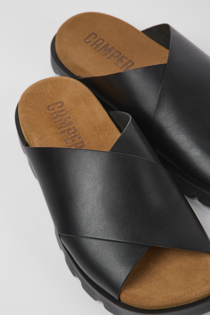 Close-up view of Brutus Sandal Black leather sandals for men