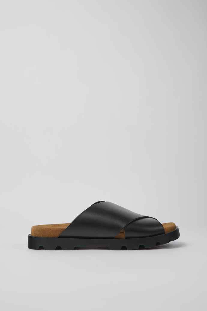Side view of Brutus Sandal Black leather sandals for men