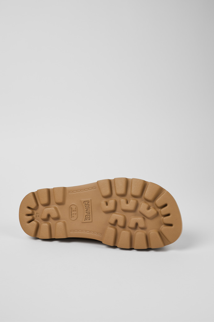 The soles of Brutus Sandal Beige Nubuck Cross-strap Sandal for Men