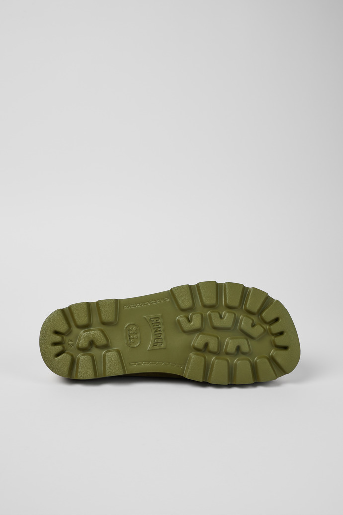 The soles of Brutus Sandal Green Nubuck Cross-strap Sandal for Men