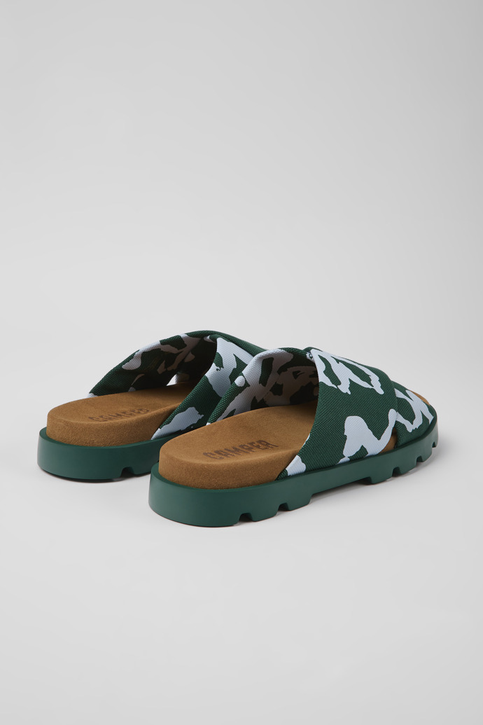 Back view of Brutus Sandal Green and blue recycled cotton sandals for men