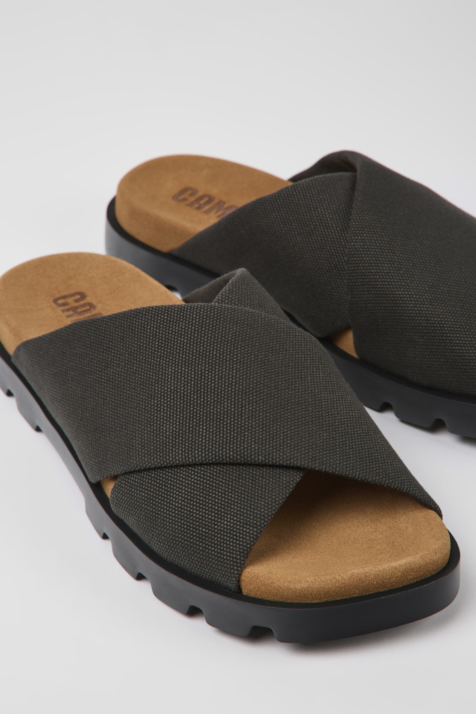 Close-up view of Brutus Sandal Gray recycled cotton sandals for men