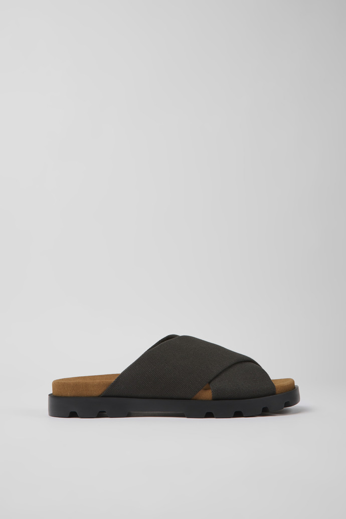Side view of Brutus Sandal Gray recycled cotton sandals for men