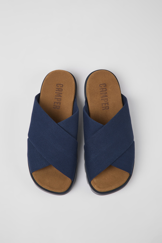 Brutus Sandal Mavi renkli geri dönüştürülmüş pamuklu sandalet modelin üstten görünümü