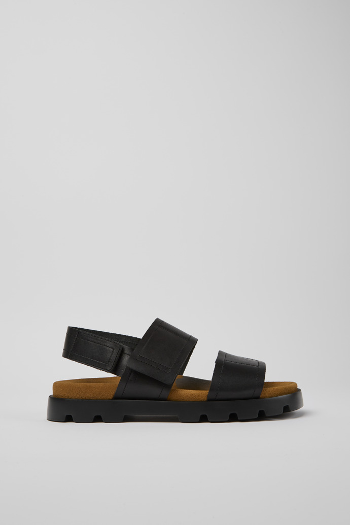 Image of Side view of Brutus Sandal Black leather sandals for men