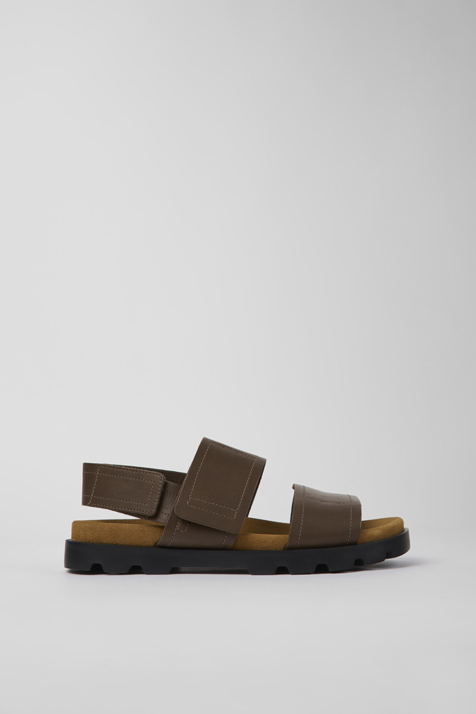 Image of Side view of Brutus Sandal Brown leather sandals for men