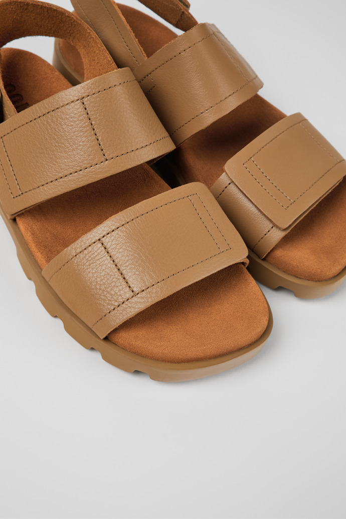 Close-up view of Brutus Sandal Beige Leather 2-Strap Sandal for Men